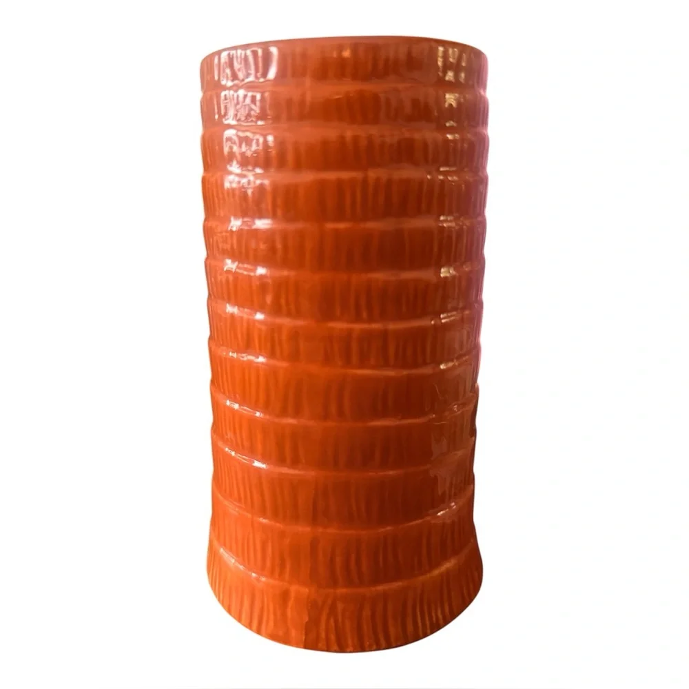 Vintage HAWAIIAN Tiki Cup Mug 3D Hula Girl Ukulele Hibiscus Palm Design